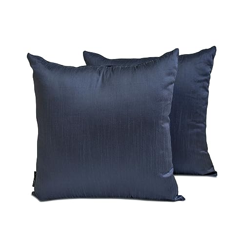 The HomeCentric Dekorativ Mitternachtsblau Kissen Überzüge, 2 Stück, 40 x 40 cm Kunstseide Kissen Schlicht und solide, Kissenhülle mit Solide Kissen, Modern Kissen Überzüge - Midnight Blue Luxury von The HomeCentric