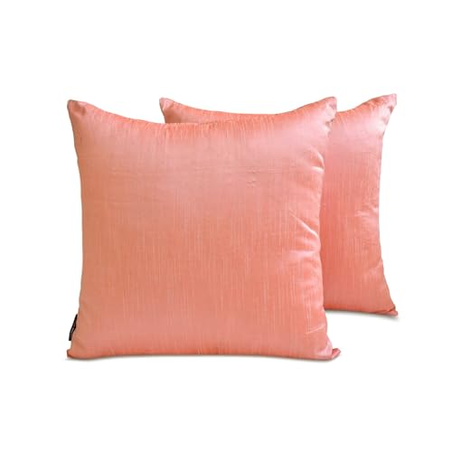 The HomeCentric Dekorativ Pfirsich & Koralle Kissen Überzüge 2 Stück 50x50 cm Kunstseide Kissen Einfarbig und zweifarbige Seide, Kissenbezug, Solide Kissen, Modern Kissen Überzüge - Peach Coral Luxury The HomeCentric Dekorativ Pfirsich & Koralle Kissen Überzüge 2 Stück 50x50 cm Kunstseide Kissen Einfarbig und zweifarbige Seide, Kissenbezug, Solide Kissen, Modern Kissen Überzüge - Peach Coral Luxury von The HomeCentric