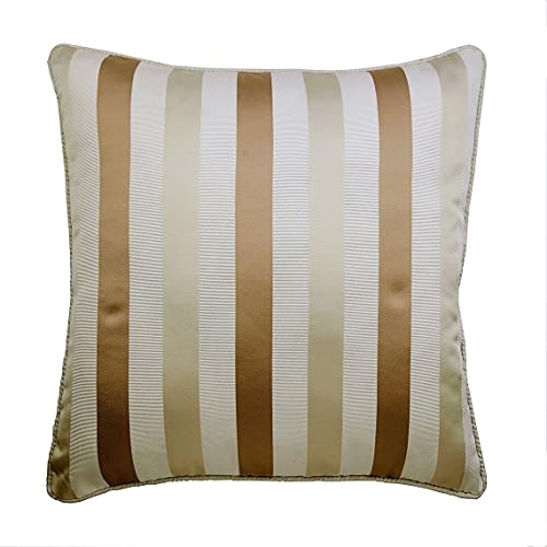 The HomeCentric Dekorative Wurfkissenbezug Beige 60 x 60 cm Beige Und Elfenbeinstreifen Die Seide Beige, Handgefertigter Kissenbezug Jacquard Seide - Striped with Beige von The HomeCentric