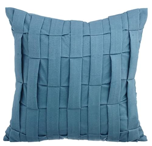 The HomeCentric Dull Blau kissenhullen, Strukturierte Pintucks Einfarbig kissenhulle, 35x35 cm sofakissenbezug, Platz Faux Wildleder Sofa kissenbezuge, Solide zeitgenossisch - Dull Blue Love Tune von The HomeCentric