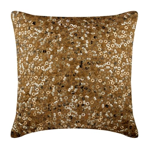 The HomeCentric Entwerfer Gold Akzent Kissen, 3D Metallic Pailletten Sparkly Funkeln Kissen Decken, 40x40 cm Wurfkissenbezug, Platz Seide Werfen Kissen Decken, Solide Modern - Textured Jaal The HomeCentric Entwerfer Gold Akzent Kissen, 3D Metallic Pailletten Sparkly Funkeln Kissen Decken, 40x40 cm Wurfkissenbezug, Platz Seide Werfen Kissen Decken, Solide Modern - Textured Jaal von The HomeCentric