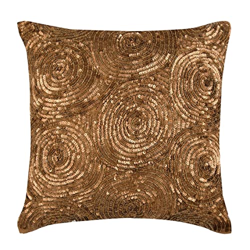 The HomeCentric Entwerfer Gold Werfen Kissen Abdeckung Fur Couch, Spiral Sequins Kissen Decken, 40x40 cm Kissenbezuge Dekor, Platz Seide Werfen Kissen Decken, Geometrisch Modern - Golden Touch von The HomeCentric