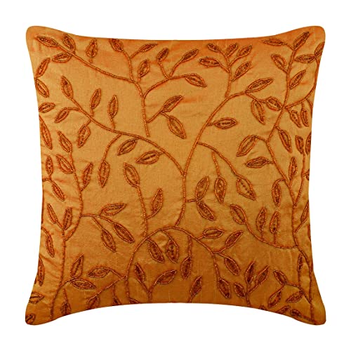 The HomeCentric Entwerfer Orange Werfen Kissen Decken, Wulstiger Blatt Tropical Theme Werfen Kissen Decken, 40x40 cm Kissenbezuge, Platz Seide Kissen Abdeckungen Fur Couch, Blumen - Citrus von The HomeCentric