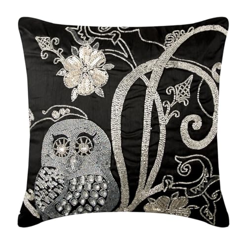 The HomeCentric Entwerfer Schwarz Euro Shams, 65x65 cm Euro Schein, Wulstige Owl Euro Kissen Shams, Seide Euro Kissen Shams, Blumen Zeitgenossisch Euro Shams - Night Owls The HomeCentric Entwerfer Schwarz Euro Shams, 65x65 cm Euro Schein, Wulstige Owl Euro Kissen Shams, Seide Euro Kissen Shams, Blumen Zeitgenossisch Euro Shams - Night Owls von The HomeCentric