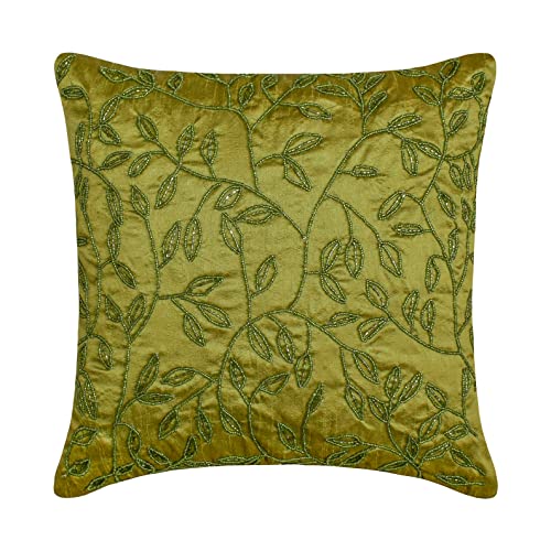 The HomeCentric Grun Kissenbezuge, Wulstiger Blatt Tropical Theme Kissen Decken, 35x35 cm Kissenbezug, Platz Seide Kissen Abdeckungen Fur Couch, Blumen - Tropical von The HomeCentric