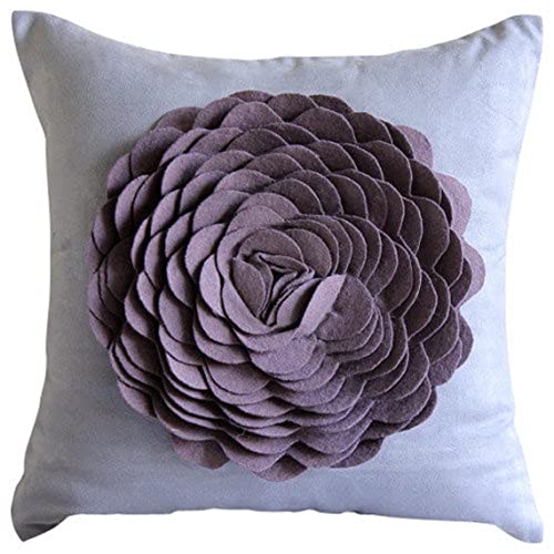 The HomeCentric Handgefertigt Blau Kissenbezuge, Felt 3D - Origami - Blume Kissen Decken, 35x35 cm Kissenbezuge, Platz Faux Veloursleder Werfen Kissen Decken, Blumen Modern - Dreamy Rose von The HomeCentric