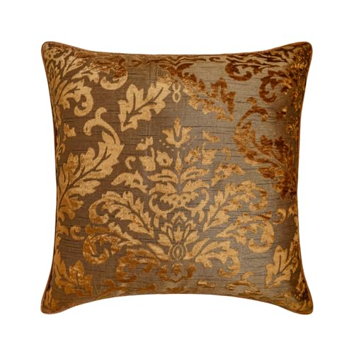 The HomeCentric Handgefertigt Gold Werfen Kissen Decken Damast Werfen Kissen Decken Kissenbezuge 2 Stück, 50x50 cm, Blumen Zeitgenossisch Dekouberwurf Kissenbezuge Platz Burnout Velvet - Golden Damask von The HomeCentric