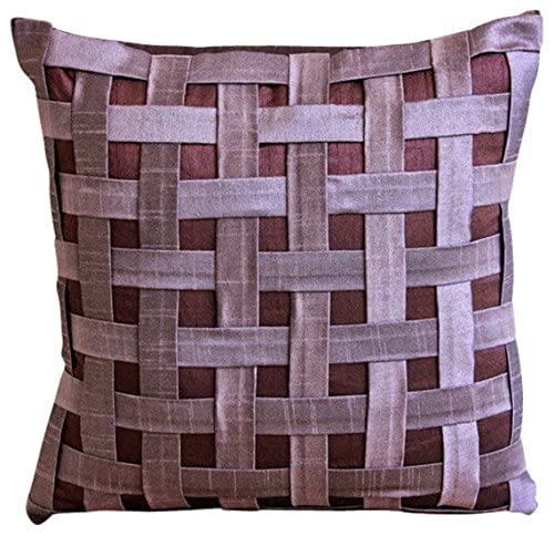 The HomeCentric Lila Werfen Kissen Decken, Strukturierter Korbgeflecht Werfen Kissen Decken, 50x50 cm Kissenbezuge, Kariert Zeitgenossisch Werfen Kissen Decken, Platz - Purple N Plum Basket Weave von The HomeCentric