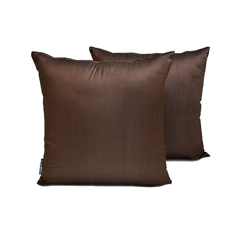 The HomeCentric Luxus Braun Kissen Überzüge, 2 Stück, 35 x 35 cm Kunstseide Kissen Schlicht und solide, Kissenhülle mit Solide Kissen, Modern Kissen Überzüge - Dark Brown Luxury von The HomeCentric