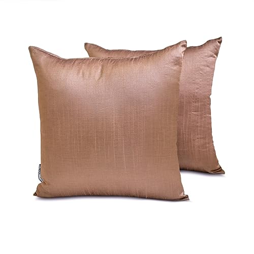 The HomeCentric Luxus Kupfer Kissen Überzüge, 2 Stück, 40 x 40 cm Kunstseide Kissen Schlicht und solide, Kissenhülle mit Solide Kissen, Modern Kissen Überzüge - Copper Luxury von The HomeCentric