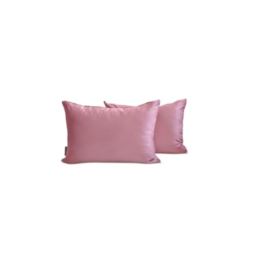 The HomeCentric Luxus Muave Lendenkissenbezug 2 Stück, 30x50 cm Satin Kissenhülle Solide, Länglicher Kissenbezug, Modern Lendenkissenbezug - Mauve Slub Satin von The HomeCentric