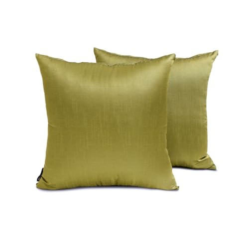 The HomeCentric Luxus Olivgrün Kissen Überzüge 2 Stück, 60x60 cm Kunstseide Kissen Schlicht und solide, Kissenhülle, Solide Kissen, Modern Kissen Überzüge - Olive Green Luxury von The HomeCentric