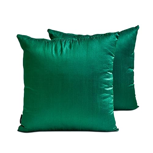 The HomeCentric Luxus Smaragdgrün Kissen Überzüge 2 Stück, 40x40 cm Kunstseide Kissen Schlicht, solide, Kissenhülle, Solide Kissen, Modern Kissen Überzüge - Dark Green Luxury von The HomeCentric