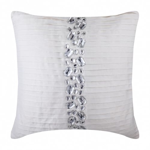 The HomeCentric Precious Crystals - 40 x 40 cm EIN weibem Seiden Kissenbezug mit Kristallstickerei von The HomeCentric