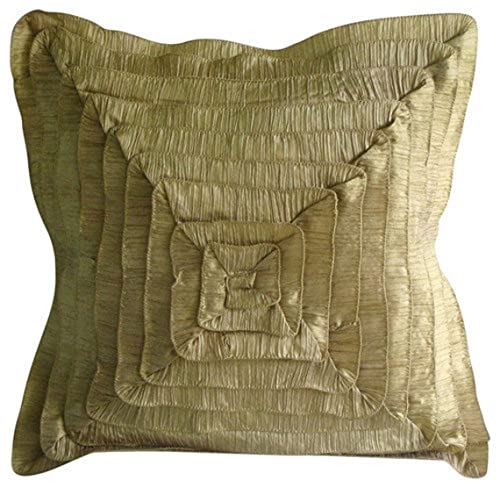 The HomeCentric Vintage Gold Frills - 40 x 40 cm Kissenbezug aus Goldener zerkleinerter Seide mit Ruschen von The HomeCentric