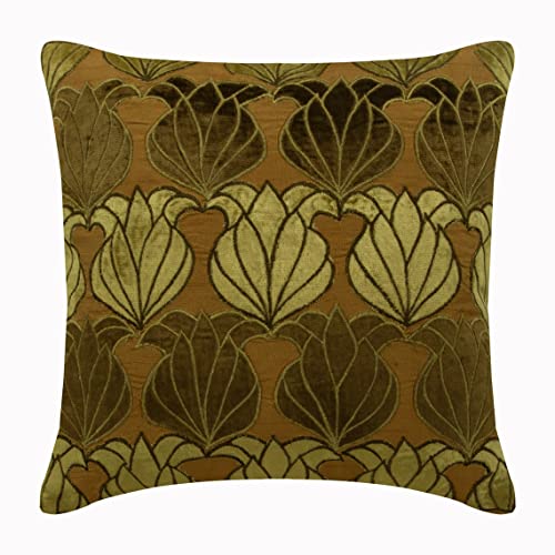 The HomeCentric Weib zierkissenbezuge, Samt Applique Blumen Thema kissenhullen, 50x50 cm dekokissen, Blumen Modern zierkissen, Platz Seide sofakissenbezuge - Grreen Lotus von The HomeCentric