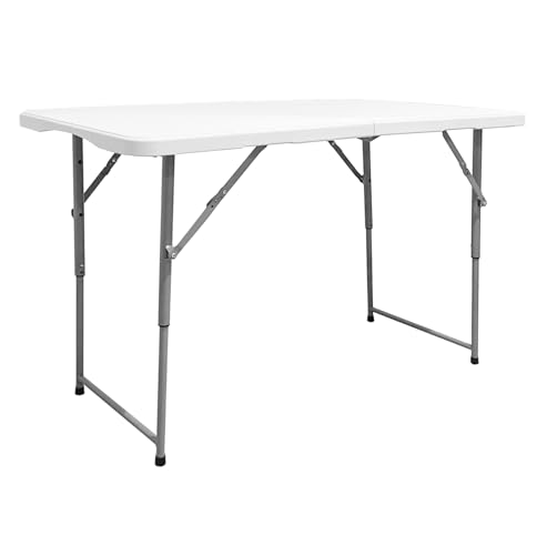 The Homeweeks Klapptisch, massiv, 120 x 60 x 48/61/74 cm, höhenverstellbar und tragbar, für den öffentlichen Gebrauch im Innen- und Außenbereich (EN 581-1/3), Tischplatte aus HDPE-Harz, 3,5 cm von The Homeweeks