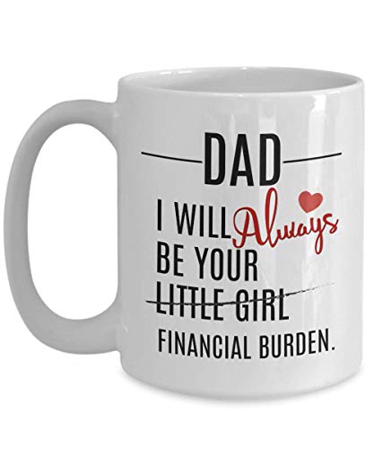Keramik-Kaffeetasse mit Financial Burden für Papa von der Tochter, 31 oder 425 ml, Weiß Keramik-Kaffeetasse mit Financial Burden für Papa von der Tochter, 31 oder 425 ml, Weiß von The Improper Mug