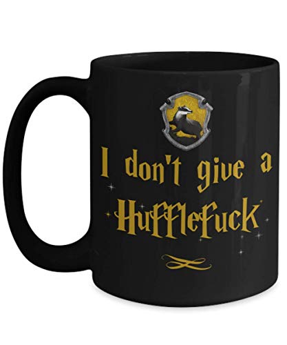 Tasse mit Aufschrift I Dont Give A Hufflefuck Pun für Nerd Geek Friends oder Kollegen lustige ZaubererZaubererZaubererZaubererZaubererBecher, 27 oder 425 ml, schwarze Keramik, für Erwachsene, von The Improper Mug