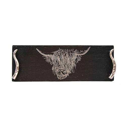 The Just Slate Company Kleines Serviertablett aus Schiefer mit Highland-Kuh-Motiv, in Geschenkbox The Just Slate Company Kleines Serviertablett aus Schiefer mit Highland-Kuh-Motiv, in Geschenkbox von The Just Slate Company