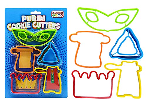 The Kosher Cook Purim Cookie Cutter Set â€“ Plastic Set â€“ Includes Gragger, Megillah, Crown, and Mask - by von The Kosher Cook