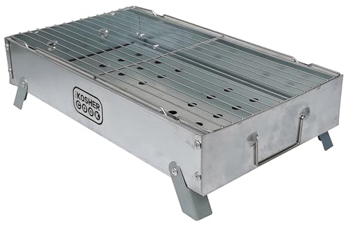 The Kosher Cook Tragbarer Holzkohlegrill - Tragbarer Grill - Wiederverwendbarer Holzkohlegrill mit klappbaren Beinen - Koscher Kein Tevilah erforderlich von The Kosher Cook
