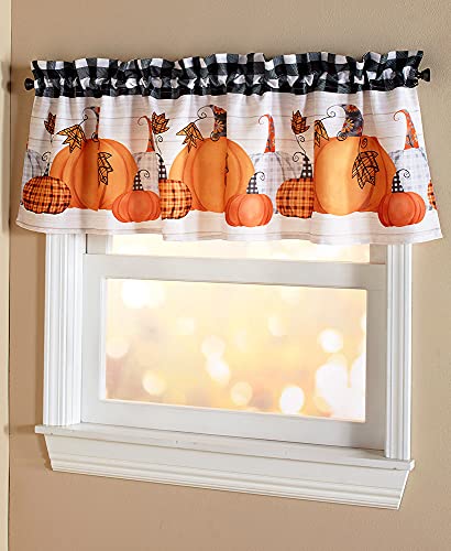The Lakeside Collection Plaid Kürbis Bad- und Küchenfenstervolant, Vorhänge Gardinenschals mit Herbstmotiv von The Lakeside Collection