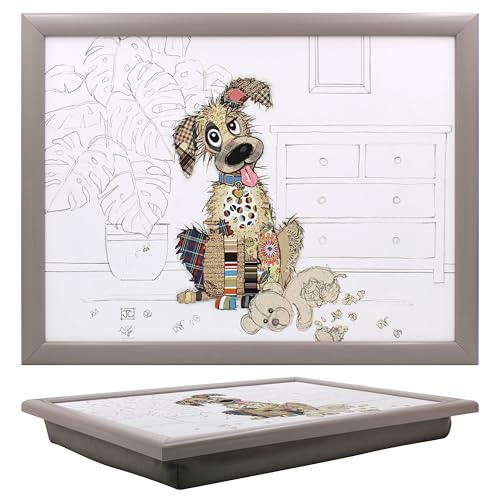Lesser & Pavey Bug Art Murphy Mutt Knietablett mit Sitzsack zum Servieren von Gerichten, schöne Knietabletts zum Essen auf dem Schoß zum Abendessen oder zum Atmen, neu gestaltete Lebensmitteltabletts von The Leonardo Collection