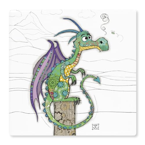 The Leonardo Collection - Rot Kork Rund Getränkeuntersetzer, 4er Pack, Britisches Design, Öko-Kork, Drachen-Untersetzer für Moderne Häuser, Duncan Drachen-Untersetzer für Getränke, Bug Art von The Leonardo Collection