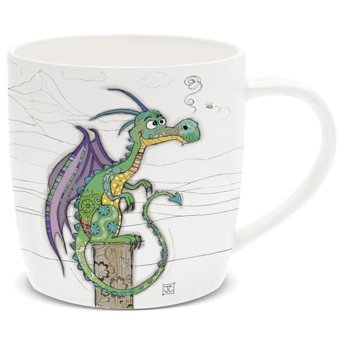 Lesser & Pavey Kaffeetasse im britischen Design, Keramik-Kaffeetassen für Zuhause oder Arbeit, große Tassen für Heißgetränke, Drachen-Tasse, Tee- und Kaffeetassen – Käferkunst von The Leonardo Collection