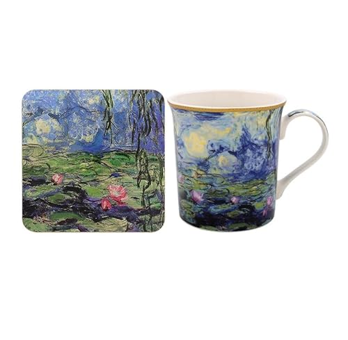 The Leonardo Collection Keramiktasse & Untersetzer | Claude Monet | 350 ml | Tasse & Untersetzer für Zuhause oder Arbeit | Premium Design für alle Anlässe von The Leonardo Collection