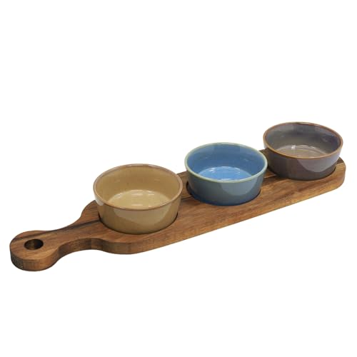 Lesser & Pavey Snackschalen & Holztabletts zum Servieren von Speisen | Holz Snacks Servierplatte mit Schalen | Bunte Designer rund und eckig Essen Serviertablett 3er Set - Elements Lesser & Pavey Snackschalen & Holztabletts zum Servieren von Speisen | Holz Snacks Servierplatte mit Schalen | Bunte Designer rund und eckig Essen Serviertablett 3er Set - Elements von The Leonardo Collection