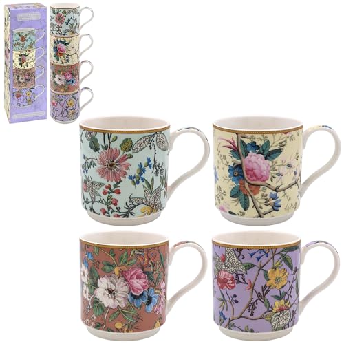 Lesser & Pavey Stapelbecher-Set, 4 Stück, Keramik-Kaffeetassen-Set für Zuhause oder Arbeit, hochwertiges Design-Tassen-Set für alle Gelegenheiten, schöne Tassen für Tee, Kaffee und heiße Getränke – von The Leonardo Collection