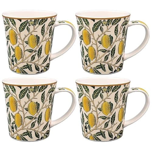 The Leonardo Collection Früchtebecher-Set mit 4 William Morris, Tee- und Kaffeetassen für heiße Getränke, feines Porzellan, bedruckte Tassen für Küche und Zuhause, wiederverwendbare Keramikbecher für von The Leonardo Collection