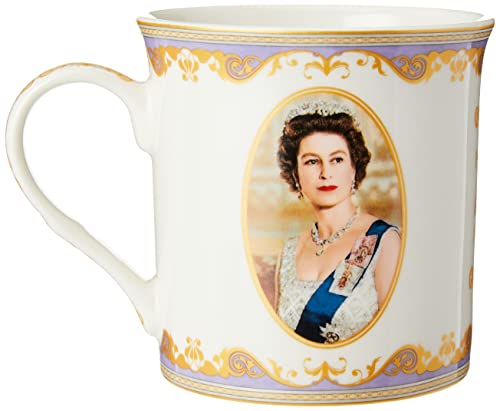 The Leonardo Collection Gedenktasse mit Aufschrift Her Majesty Queen Elizabeth II, Weiß, H9 cm von The Leonardo Collection