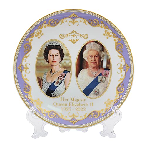 The Leonardo Collection Gedenkteller mit Ständer und Souvenir, Königin Elizabeth II, Weiß, Durchmesser 15 cm von The Leonardo Collection