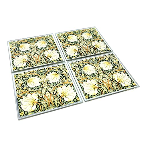 The Leonardo Collection William Morris Pimpernell Untersetzer aus Glas, Blumenmuster, 4 Stück von The Leonardo Collection