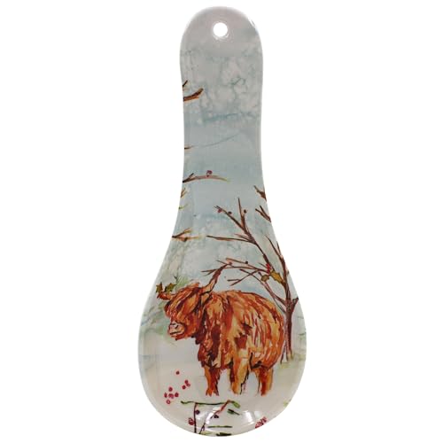 The Leonardo Collection Highland Cow Löffelablage | Keramik-Küchenutensilienhalter | Rustikales Bauernhaus-Kochzubehör von The Leonardo Collection