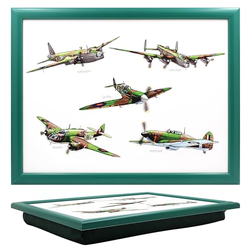 The Leonardo Collection Knietablett Flugzeuge mit Sitzsack zum Servieren von Gerichten | Schöne Knietabletts zum Essen auf dem Schoß zum Abendessen oder zum Atmen | neu gestaltete Lebensmitteltabletts von The Leonardo Collection
