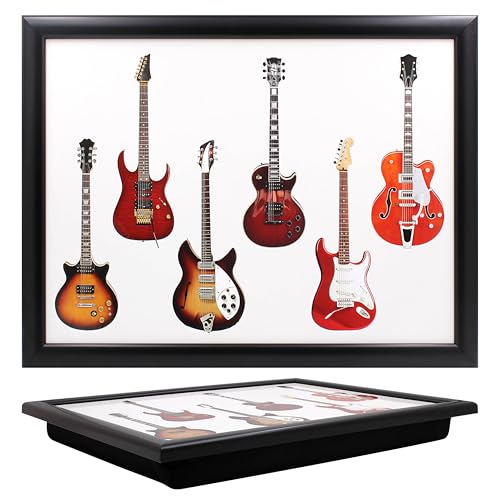 The Leonardo Collection Knietablett Gitarren mit Sitzsack zum Servieren von Gerichten, schöne Knietabletts zum Essen auf dem Schoß zum Abendessen oder zum Atmen, neu gestaltete Lebensmitteltabletts von The Leonardo Collection