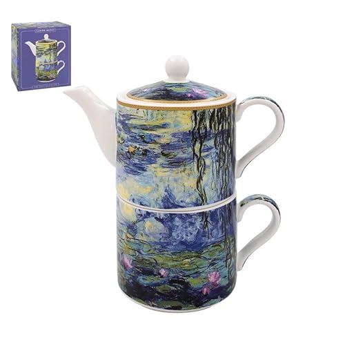 The Leonardo Collection Claude Monet Tea for One | Keramik-Teekanne und Tasse Set | Schönes Geschenk für Zuhause | Stilvoll bedruckte Teekanne für Tee-Enthusiasten von The Leonardo Collection