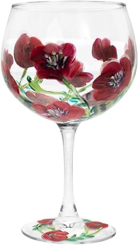 The Leonardo Collection Lynsey Johnstone Handbemaltes Mohnblumen-Gin-Glas mit Geschenkbox, mehrfarbig, JNS_475157 von The Leonardo Collection
