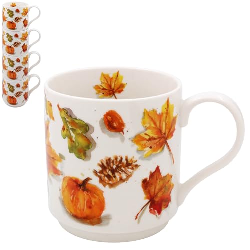 The Leonardo Collection Set mit 4 stapelbaren Bechern – Herbstblätter-Design von The Leonardo Collection