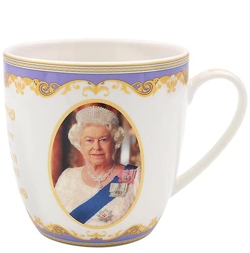 The Leonardo Collection Tassen- und Untersetzer-Set mit Aufschrift Her Majesty Queen Elizabeth II, 8 cm, Weiß von The Leonardo Collection