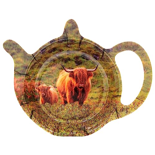 The Leonardo Collection Teebeutelablage aus Melamin, Motiv: Hochlandkuh und Kalb von The Leonardo Collection