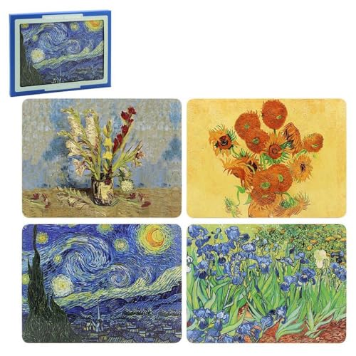 The Leonardo Collection Tischsets, 4er-Set, rutschfest, waschbar, für Esszimmer, entworfen von Vincent Van Gogh, 4 Bedruckte Designer-Tischsets von The Leonardo Collection