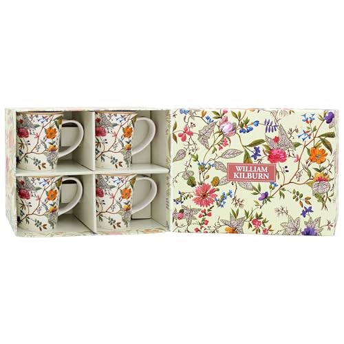 The Leonardo Collection William Kilburn Kilburn Tassen-Set mit 4 Tassen für Küche und Zuhause, stilvolles Geschirrbecher-Set für jeden Anlass, schönes Kaffeetassen-Set für Herren, Geburtstagsgeschenk von The Leonardo Collection