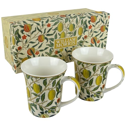 The Leonardo Collection Fruits Mug Set of 2 William Morris Tee- und Kaffeetassen für heiße Getränke | Fine China bedruckte Tassen für Küche & Zuhause | Wiederverwendbare Keramikbecher für jeden Anlass von The Leonardo Collection