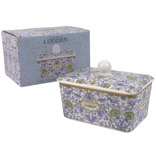The Leonardo Collection Lodden Butterdose von William Morris | Dekorativer Butterbehälter aus Porzellan mit Deckel | Kunst und Handwerk Blumendesign | Elegantes Geschirr Geschenk | Klassisches von The Leonardo Collection