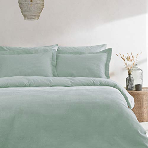 Yard The Linen Waffel-Bettbezug-Set, Seafoam, Super King Size von The Linen Yard